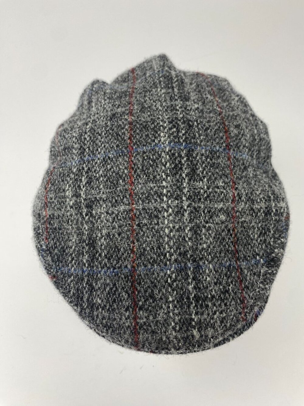 Harris Tweed Flat Cap Hat Cabbie Newsboy Wool Size 7 M Gray Red Plaid Vintage - Picture 5 of 9